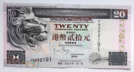 Hong Kong 20 dolarów 1998