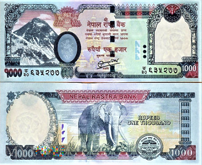 Nepal 2012 - komplet 7 banknotów UNC.