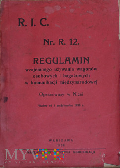 R12-1938 Regulamin używania wag. w kom. międzyn.