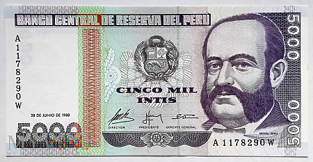 Peru 5000 intis 1988