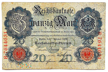 Niemcy 20 marek 1908