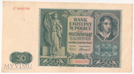 50 złotych 1 sierpnia 1941 rok seria C