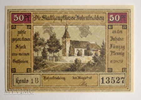 50 Pfennig 1922 - Hohenfriedeberg - Dobromierz