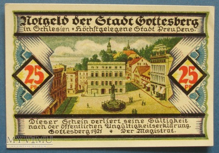 25 Pfennig 1921 r - Gottesberg Schl.- Boguszow