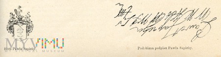Podpis i herb Pawla Sapiehy