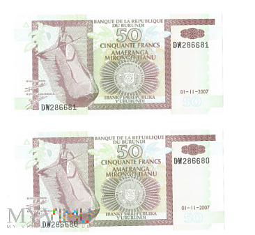 Burundi - 50 Francs - 2007r.