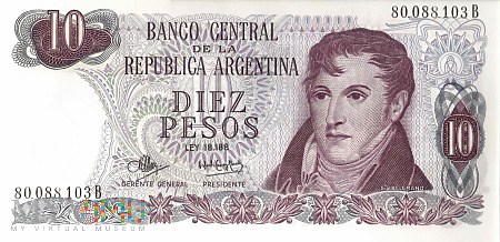 Argentyna - 10 pesos (1973)