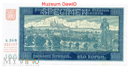 Duże zdjęcie Czechy i Morawy - 100 koron 1940r. SPECIMEN UNC-