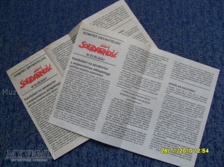 Ulotki "Solidarności" (2 szt.) -1989r.