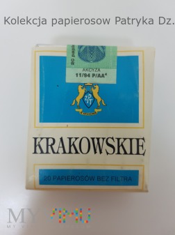 Papierosy KRAKOWSKIE bez filtra 1994 rok.