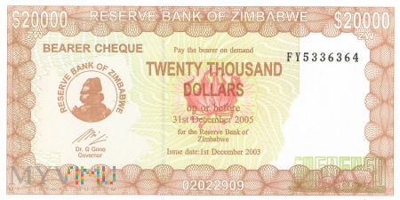 Zimbabwe - 20 000 dolarów (2003)