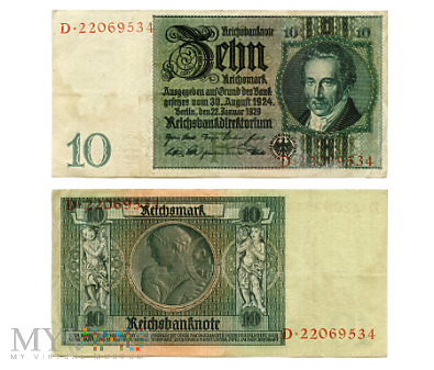 Duże zdjęcie 10 Reichsmark 1929 (D•22069534)