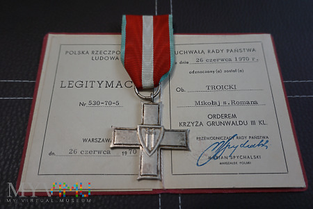 Krzyż Grunwaldu III kl. z legitymacją