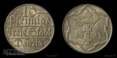 Wolne Miasto Gdańsk - 1923 10 Pfennige