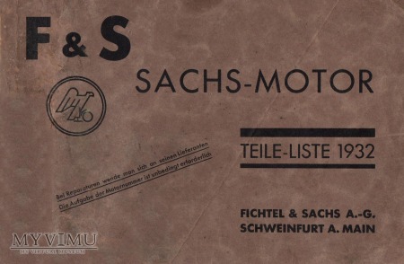 Duże zdjęcie F&S SACHS-MOTOR. Katalog części z 1932 r.