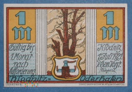 1 Mark 1921 - Klodnitz - Kłodnica