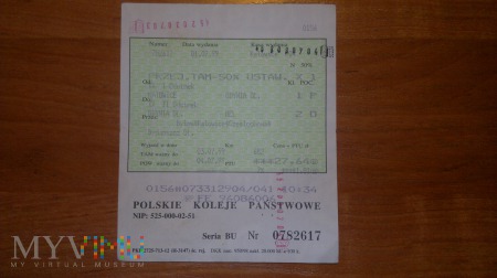 Bilet kolejowy relacji Katowice-Hel