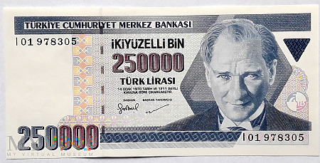 Duże zdjęcie Turcja 250 000 lir 1992