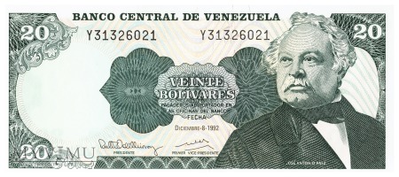 Wenezuela - 20 boliwarów (1992)