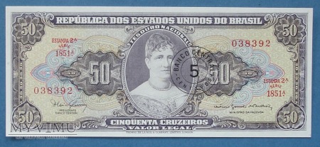 5 centavos (50 cruzeiros)1966 - Brazylia