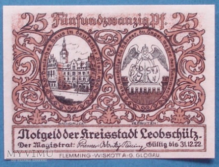 25 Pfennig 1922 r - Leobschütz - Glubczyce