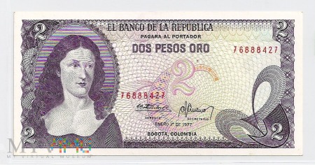 Kolumbia.1.Aw.2 pesos 1977.P-413b.2