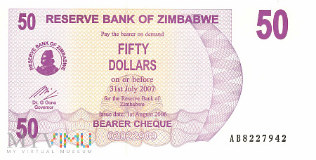 Zimbabwe - 50 dolarów (2006)