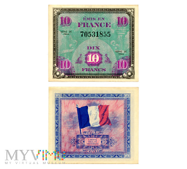Duże zdjęcie 10 Francs 1944 (70531855) banknot zastępczy