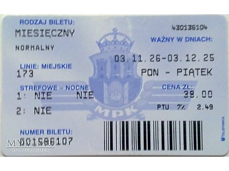 Bilet MPK Kraków 34