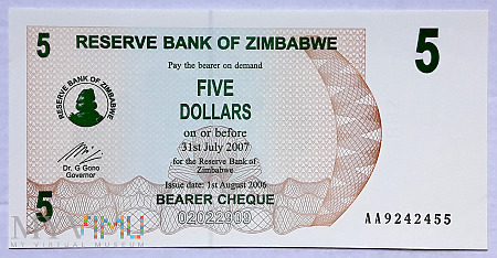 Zimbabwe 5 $ 2006