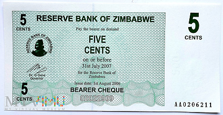 Zimbabwe 0,05 $ 2006