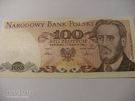 100 złotych 1986 rok.
