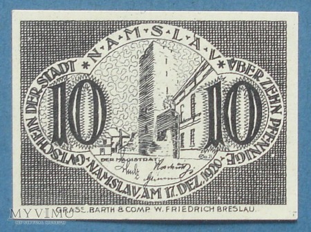 10 Pfennig 1920 r - Namslau - Namyslow