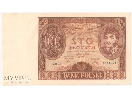 Duże zdjęcie 100 złotych 9 listopada 1934 rok Ser. C.O.