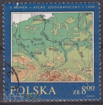 Map of Poland, Romer's Atlas, 1928