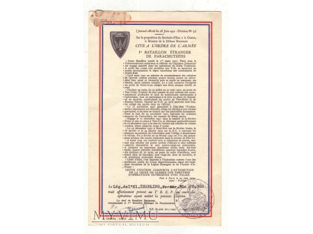 1 BEP rozkaz armijny z 1952 Indochiny