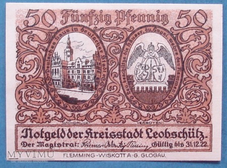 50 Pfennig 1922 - Leobschütz - Glubczyce
