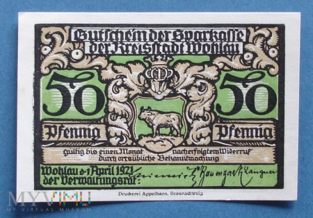 50 Pfennig 1920 - Wohlau in Schl. - Wołów