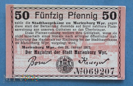 50 Pfennig 1917 - Marienburg Westp- Malbork