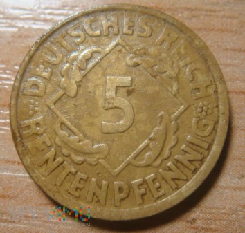 5 Rentenpfennig 1924 J, Republika Weimarska