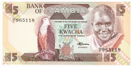 Duże zdjęcie Zambia - 5 kwacha (1988)