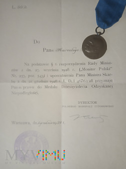 Duże zdjęcie Medal Dziesięciolecia Odzyskanej Niepodległości