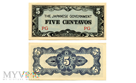 5 Centavos 1942 (PG) okupacja japońska