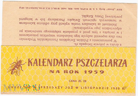 Kalendarz pszczelarza 1958- zakładka do książki
