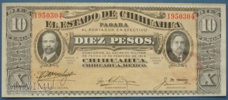 10 pesos 1915 - Meksyk - Rewolucja