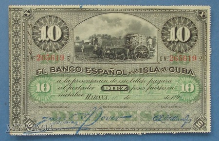 Duże zdjęcie 10 pesos 1896 r - Kuba