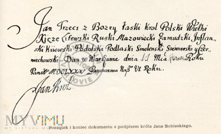 Podpis króla Jana III Sobieskiego