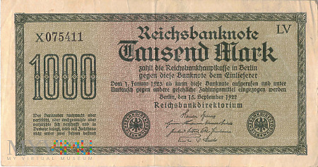 Duże zdjęcie Niemcy - 1 000 marek (1922)
