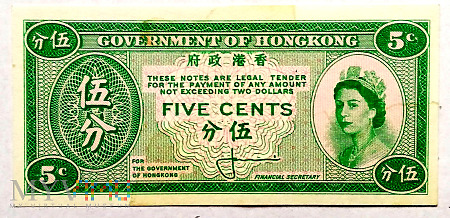 Hong Kong 5 centów 1961