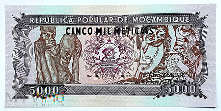 Mozambik 5000 meticas 1989